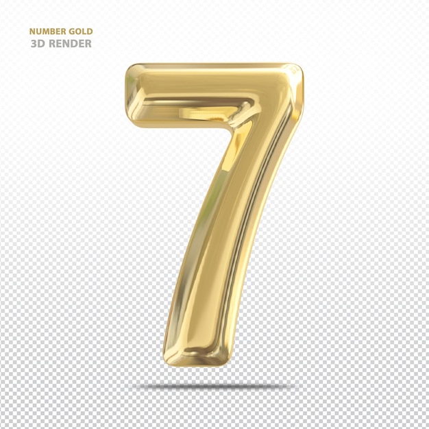 Gold Number 7 3D Render Luxury