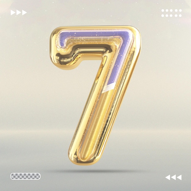 Gold Number 7 3d render style