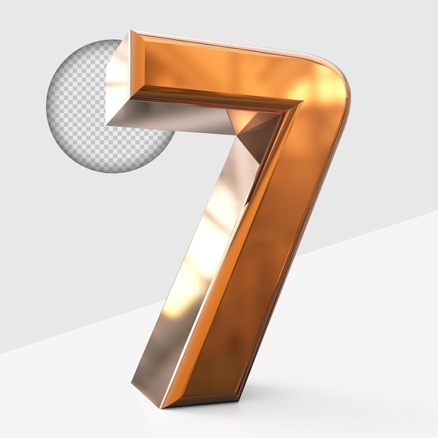 gold number 7 3d render