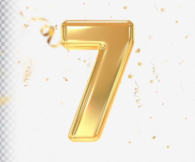 Gold Number 7 3d Rendering Luxury