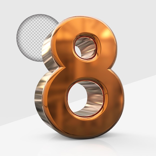 gold number 8 3d render