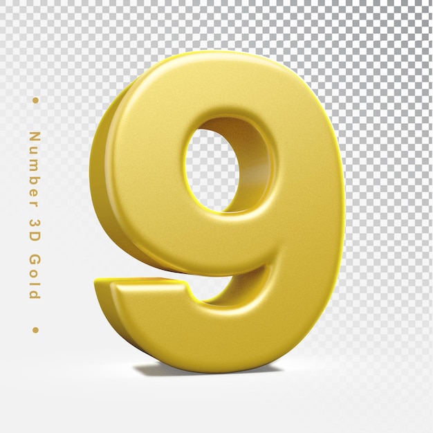 Gold Number 9 3D Element