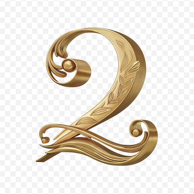 gold number on a transparent background