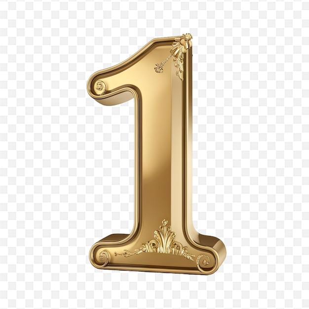 PSD gold number on a white background