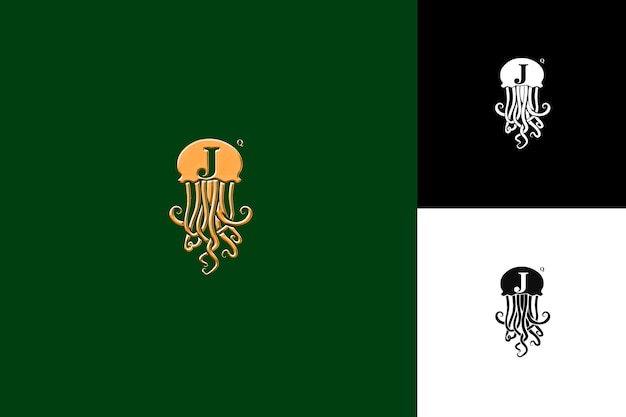 a gold octopus and a black and white background