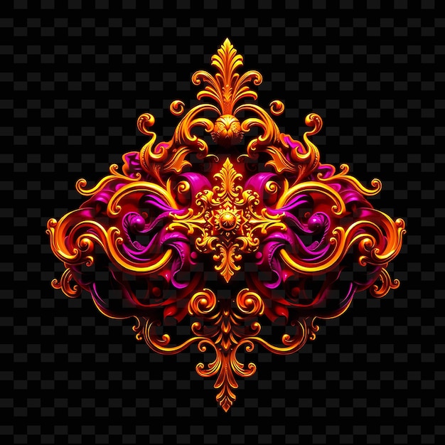 a gold ornament with a black background