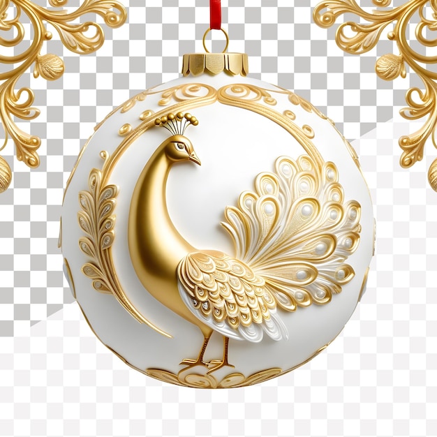 a gold ornament with a peacock on it