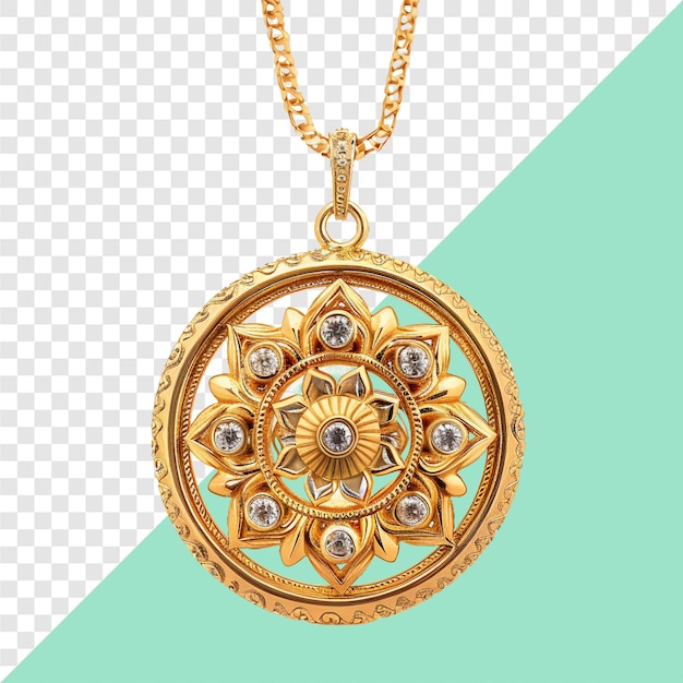 PSD gold pendant transparent background isolated image generative ai