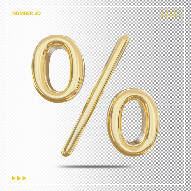 Gold percent 3d luxury element