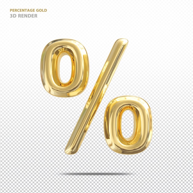 Gold Percentage 3D Render Luxury