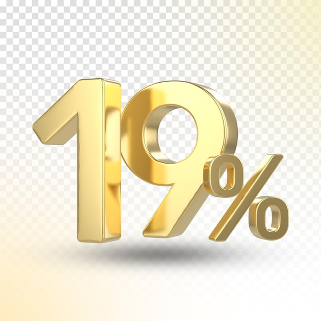 Gold percentage 3d render luxury