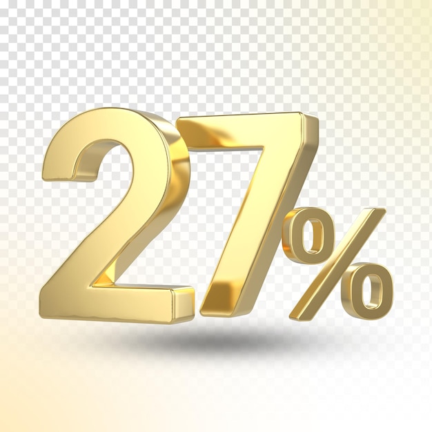 Gold percentage 3d render luxury