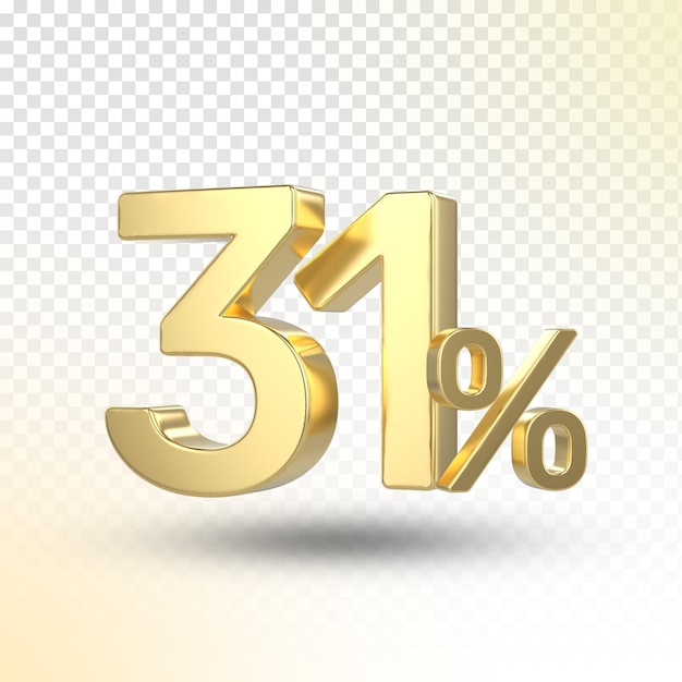 Gold percentage 3d render luxury