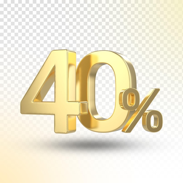 Gold percentage 3d render luxury