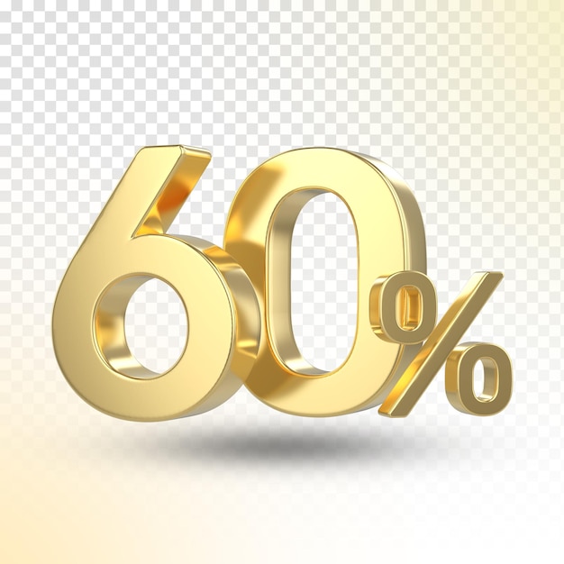 Gold percentage 3d render luxury