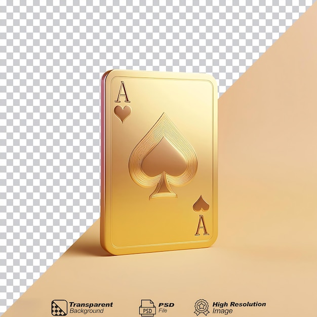 PSD gold playing card icon isolated on transparent background