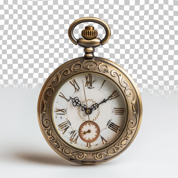 a gold pocket watch with roman numerals on the face