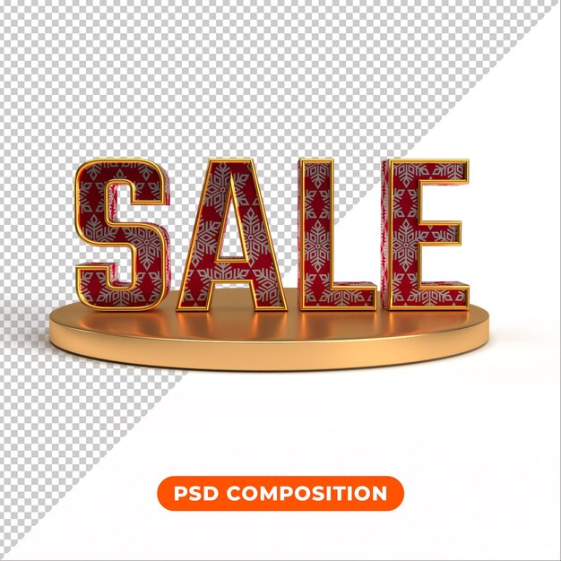 PSD gold podium  with 3d sale  text