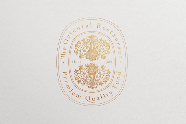 PSD gold restaurant logo effect, foil stamping, luxury business template design psd