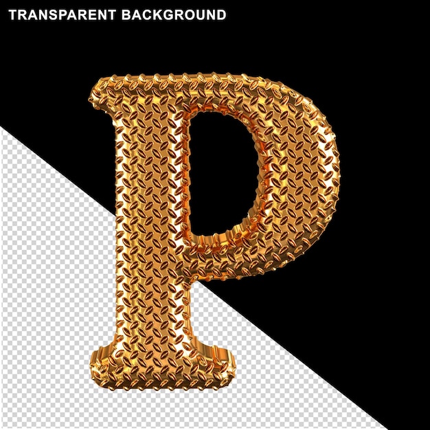 PSD gold ribbed symbol letter p