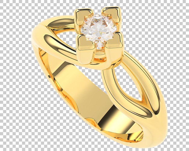 Gold ring on transparent background 3d rendering illustration