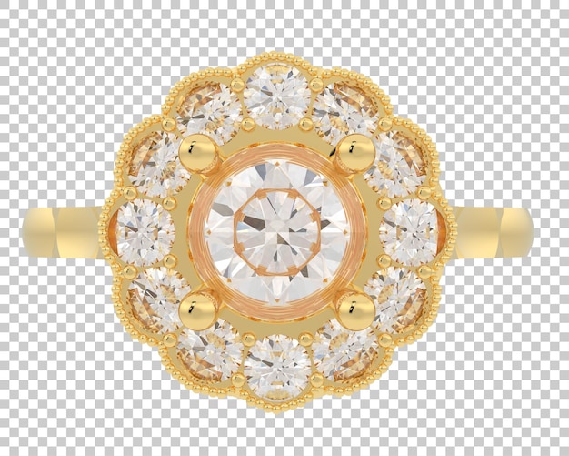 Gold ring on transparent background 3d rendering illustration