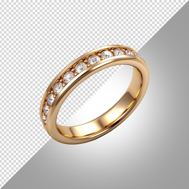 PSD a gold ring with diamonds on it and a white background