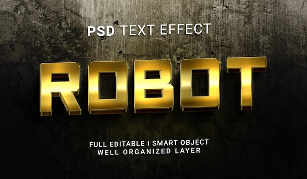 Gold robot 3d style text effect