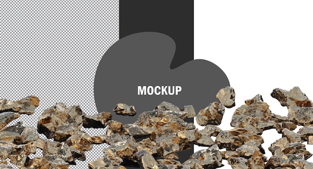 Gold rocks scatter clipping path, gold stones isolated, raw glod