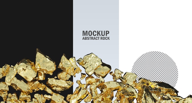 Gold rocks and silver rocks isolated, Metallic gold and silver clipping path, Raw gold and silver