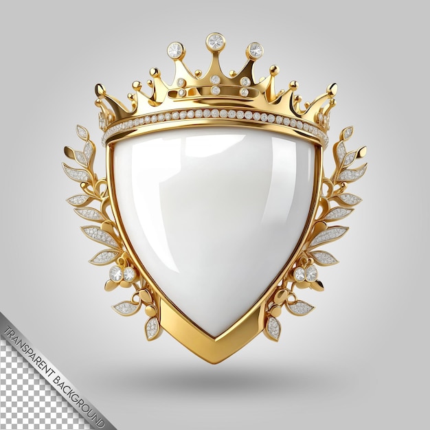 PSD a gold shield with a crown on it that says king