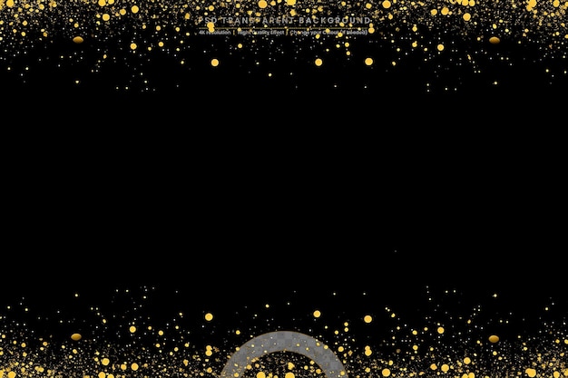 PSD gold shiny holiday flying glitter on black background