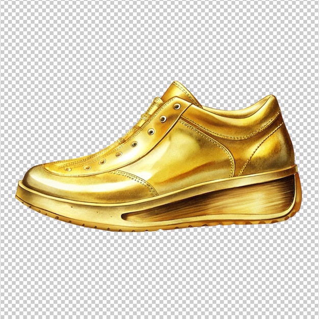 PSD a gold shoes on white background