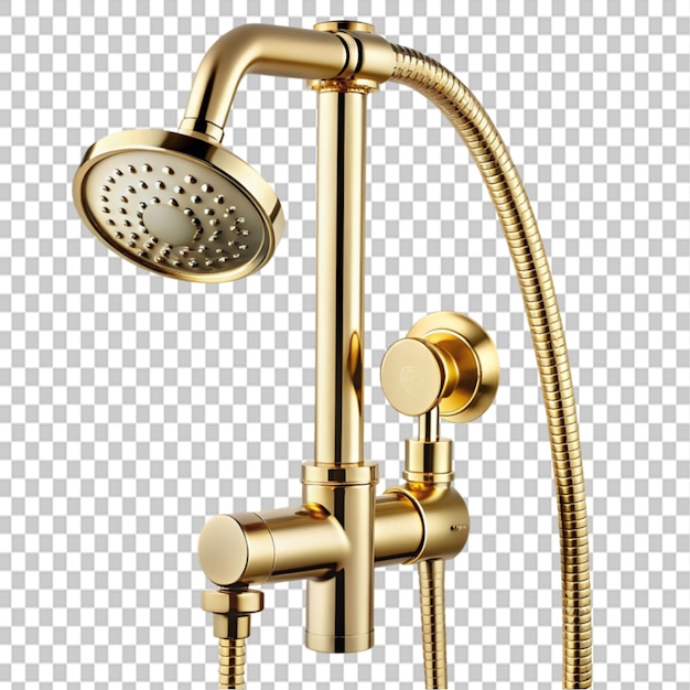 gold shower mixer on transparent background