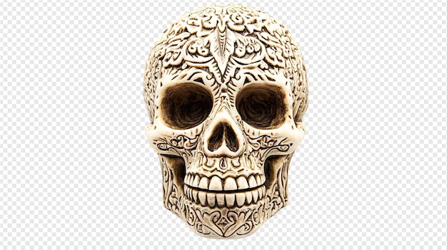 PSD a gold skull with a pattern of a skull and the words god on it