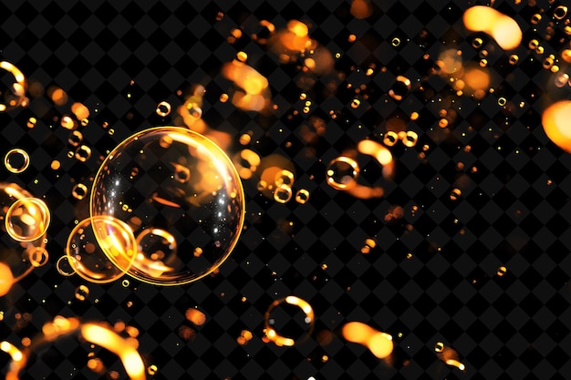 gold soap bubbles with a black background