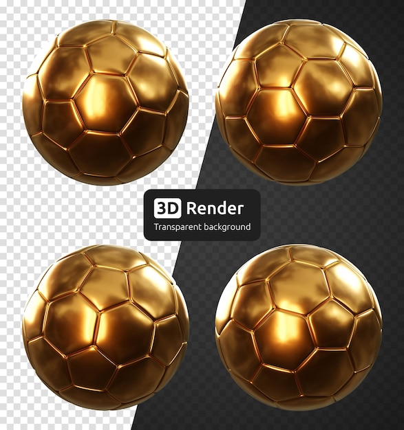 Gold soccer ball isolated 3d render