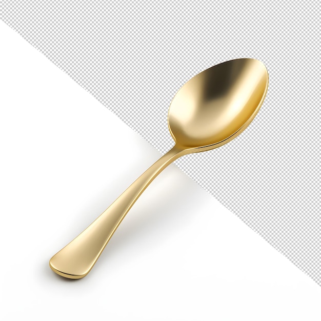 A gold spoon on white background