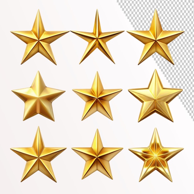 gold star collection on transparent background