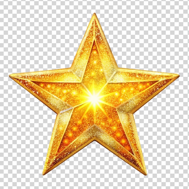 Gold star isolated on transparent background