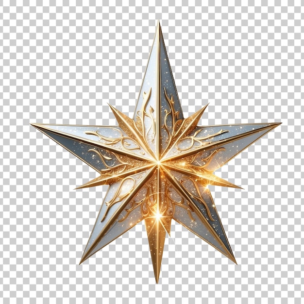 PSD a gold star with a blue star with christmas day