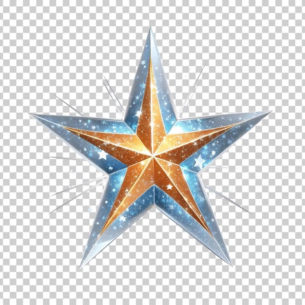 PSD a gold star with a blue star with christmas day