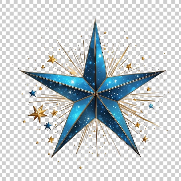 PSD a gold star with a blue star with christmas day