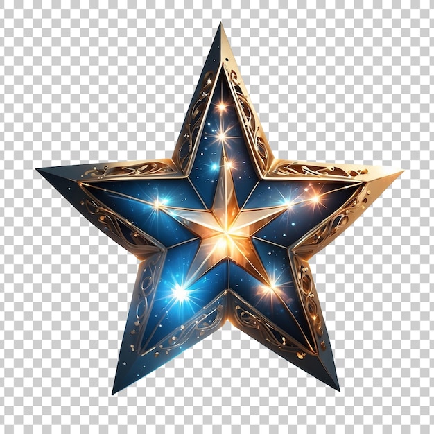 PSD a gold star with a blue star with christmas day