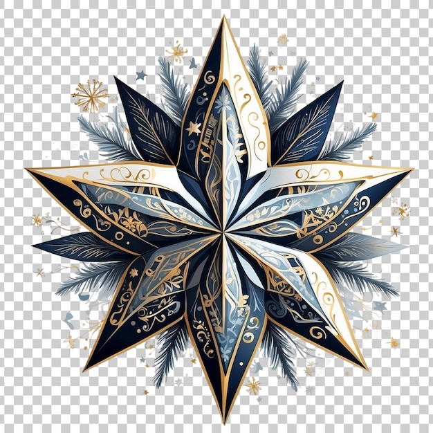 PSD a gold star with a blue star with christmas day