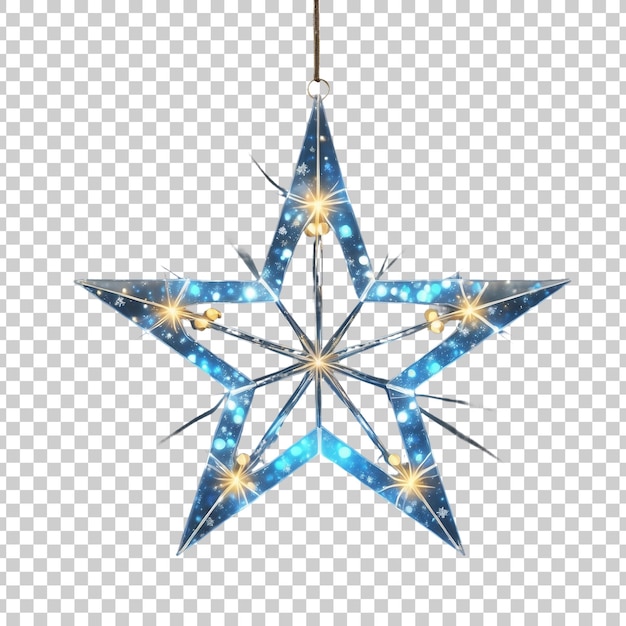 PSD a gold star with a blue star with christmas day