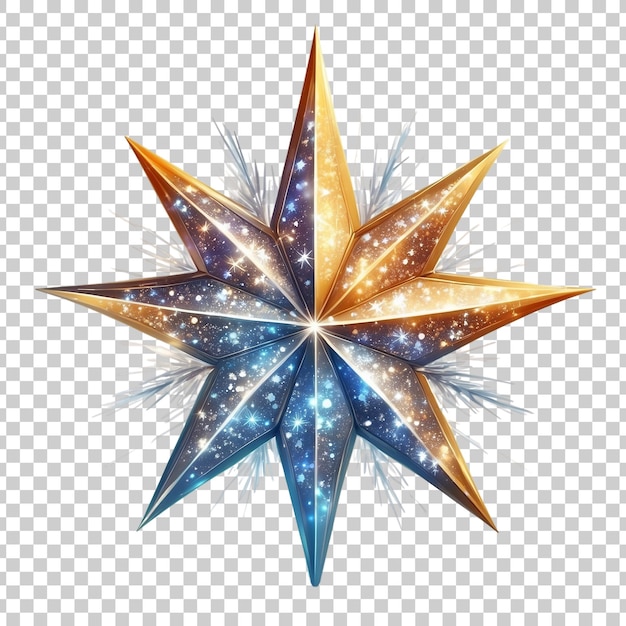 PSD a gold star with a blue star with christmas day