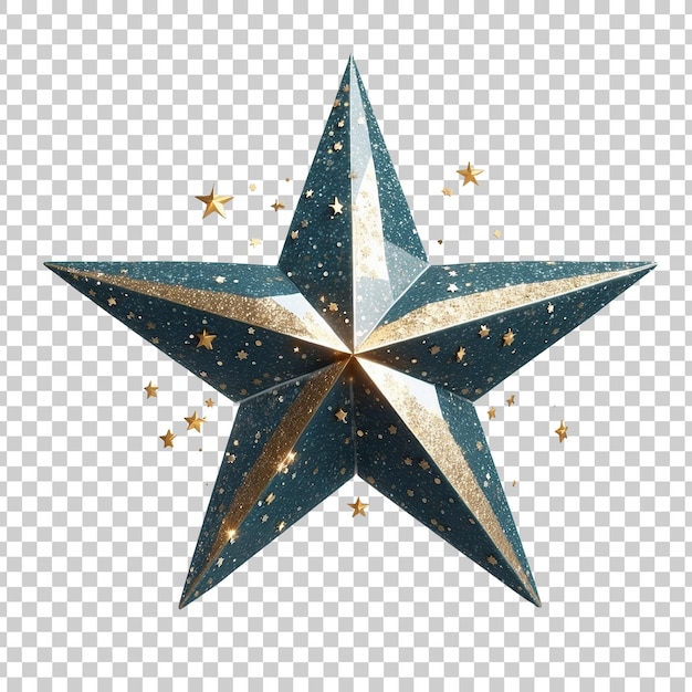 PSD a gold star with a blue star with christmas day