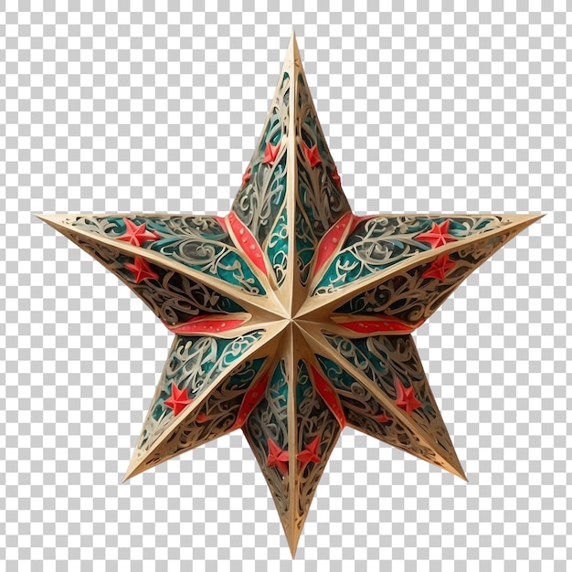 PSD a gold star with a blue star with christmas day