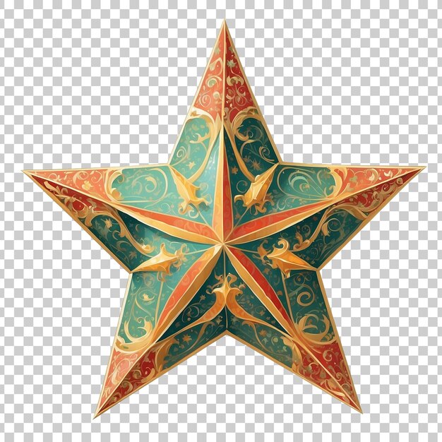 PSD a gold star with a blue star with christmas day